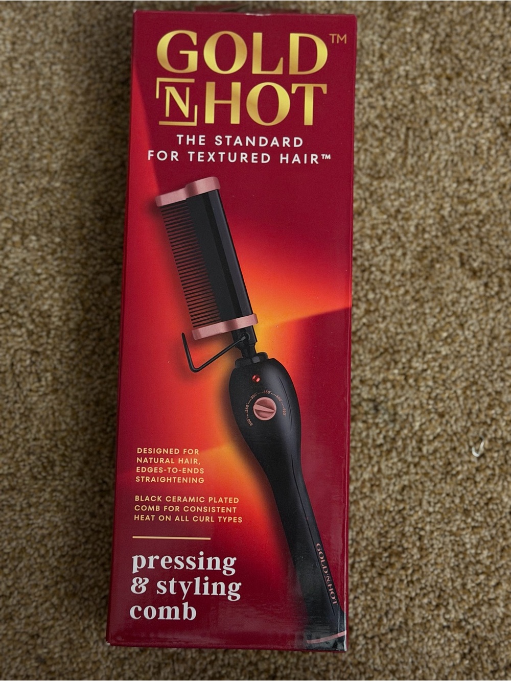 Gold N Hot Pressing and Styling Heated Straightening Comb: NEW Retail $40